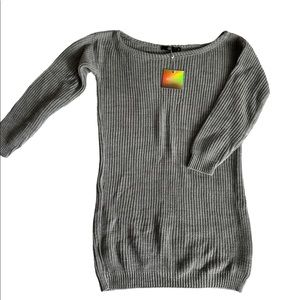 Chunky Gray off the Shoulder Sweater Dress